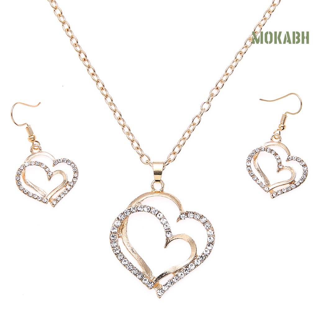 1 Bộ Bông Tai Móc Hình Trái Tim Đôi Đánh Bóng 2 Màu Thời Trang Mùa Hè Dành Cho Bạn Nữ