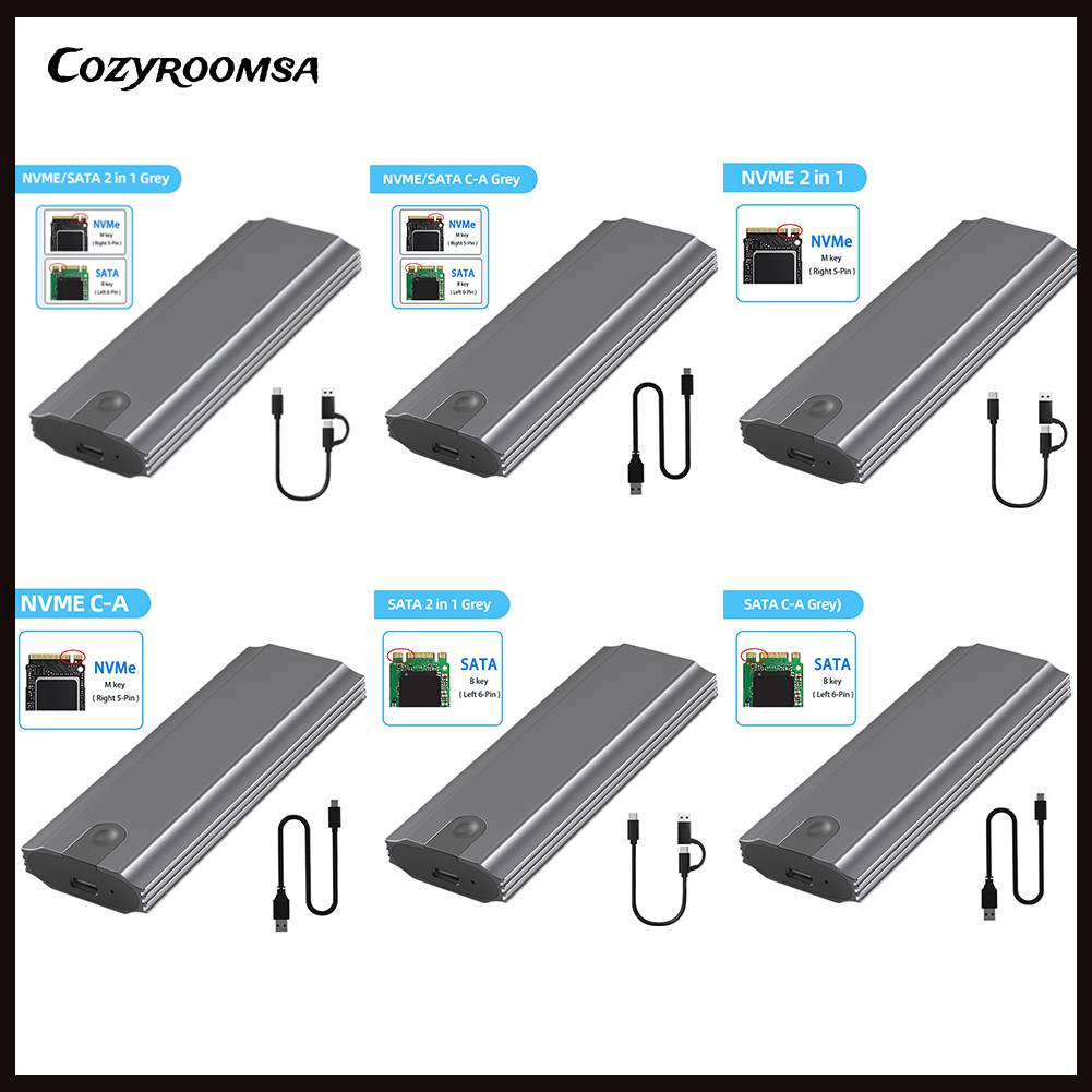 Hộp Đựng Ổ Cứng M.2 HDD USB3.1 Gen2 10Gbps NVMe / NGFF Cho 2230 2242 2260 2280 SSD