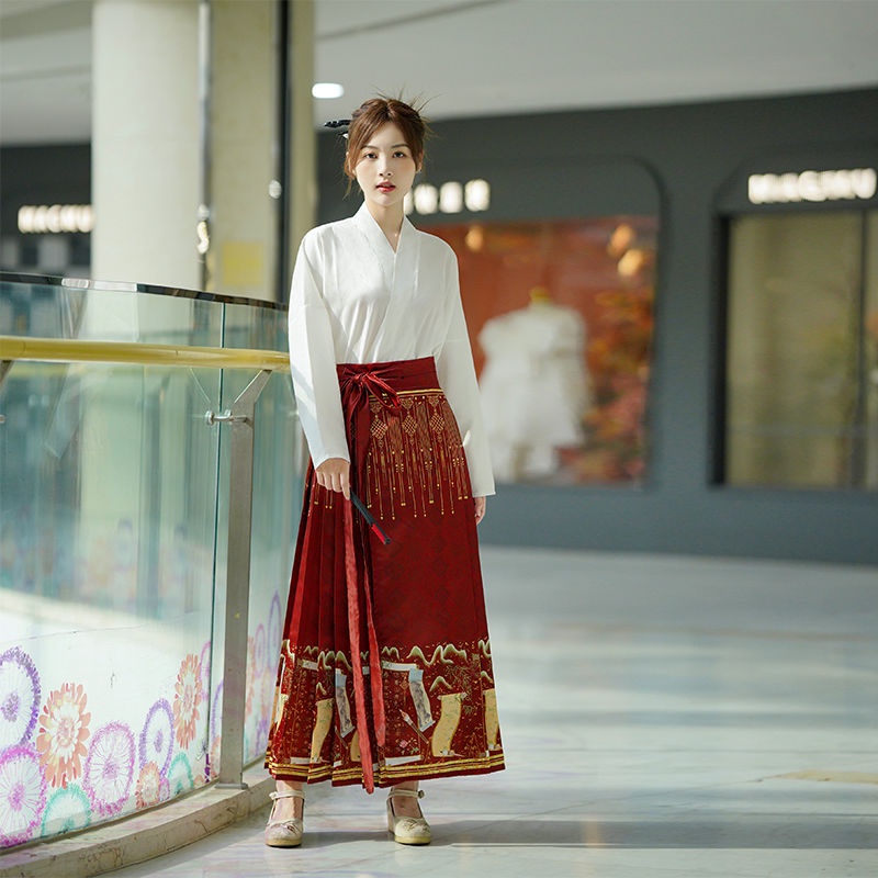 Ming- Váy Hán Phục Cổ Điển Thủ Công Chéo Tay Áo Hình Máy Bay Và Tranh Vẽ Giả Hoa Phong Cách Trung Hoa Mùa Hè Thu Cho Nữ [Sơn]