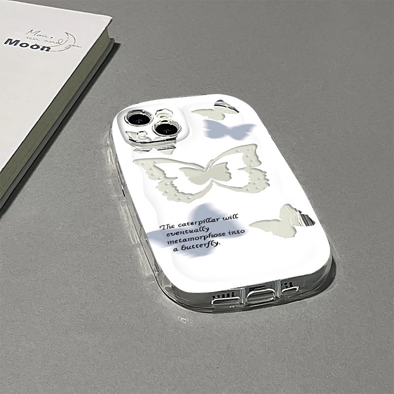 Ốp Điện Thoại Silicone TPU Mềm Trong Suốt Chống Sốc In Hình Bướm Cho IPhone 14 13 12 11 Pro Max XS X XR 8 + 7 Plus