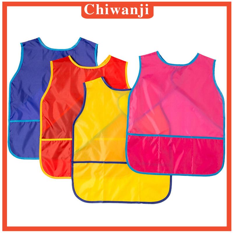 [Chiwanji] Tạp Dề Vẽ Tranh Không Tay Có Túi Cho Họa Sĩ