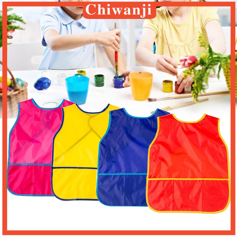 [Chiwanji] Tạp Dề Vẽ Tranh Không Tay Có Túi Cho Họa Sĩ