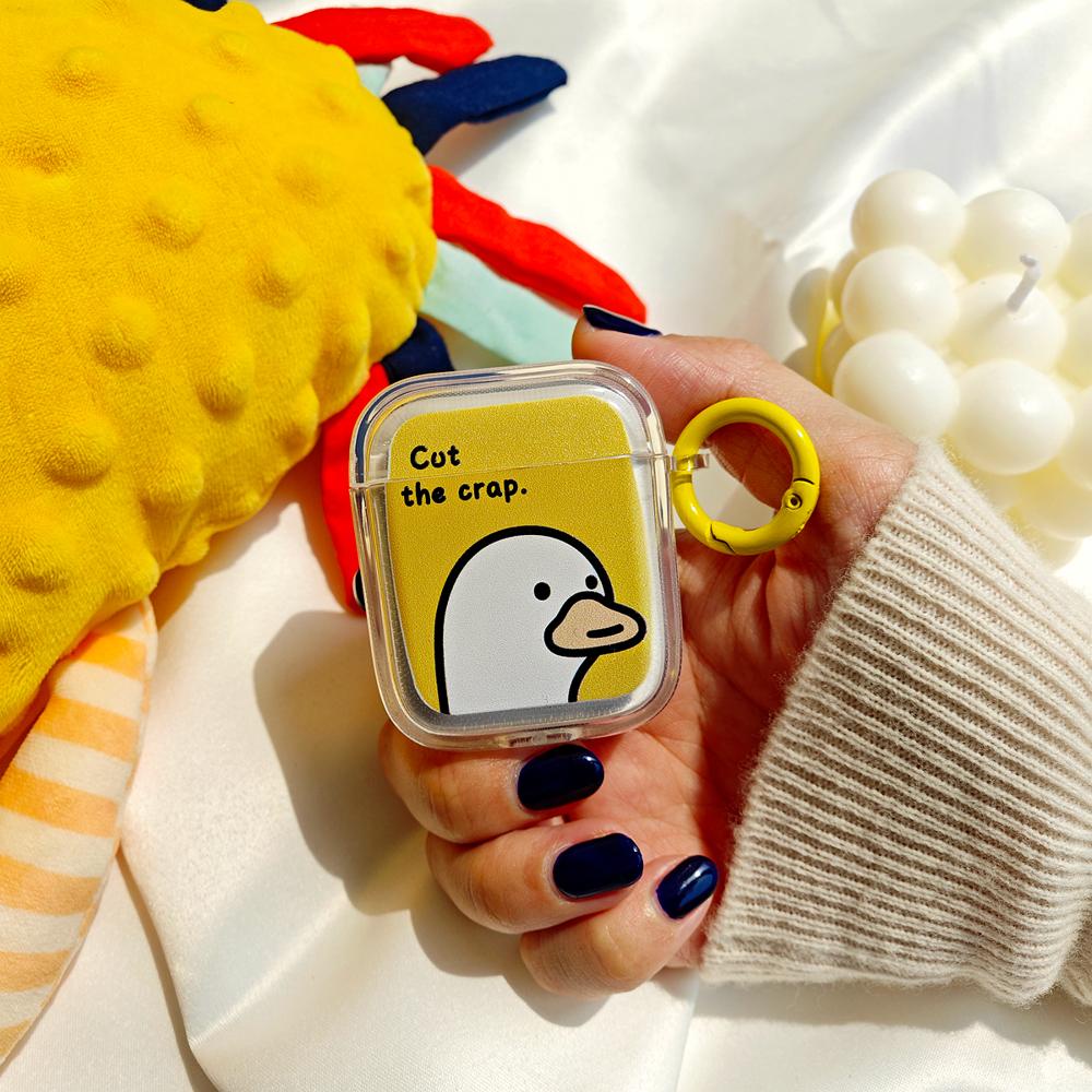 Vỏ Bảo Vệ Hộp Sạc Tai Nghe Bluetooth AirPods 1 2 gen3 pro2 2022 Bằng Silicon Hình Vuông Trong Suốt Họa Tiết Hoạt Hình Vui Nhộn Kèm Móc Treo Chống Rơi