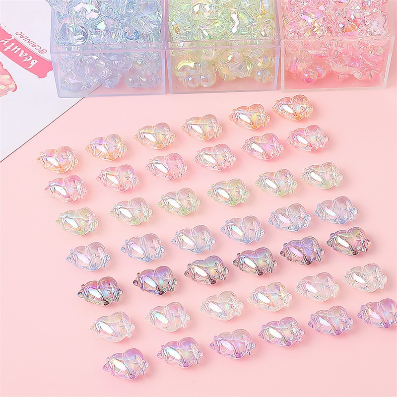 Set 5 Hạt Cườm Xỏ Lỗ Hình Ngôi Sao / Trái Tim Làm Trang Sức Thủ Công