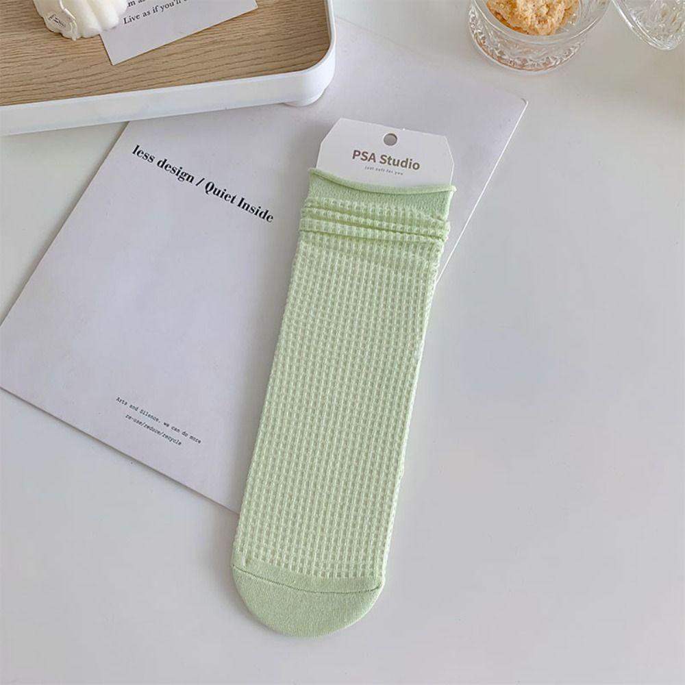 Vớ Cotton Mềm Co Giãn Phối Bèo Màu Kẹo Phong Cách Hàn Quốc Cho Nữ