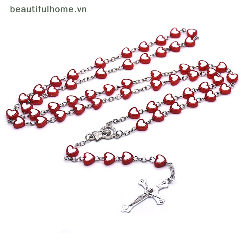 [beautifulhome] Dây Chuyền Mặt Thánh Giá / Trái Tim Màu Đỏ Thời Trang Làm Quà Tặng Cho Nữ