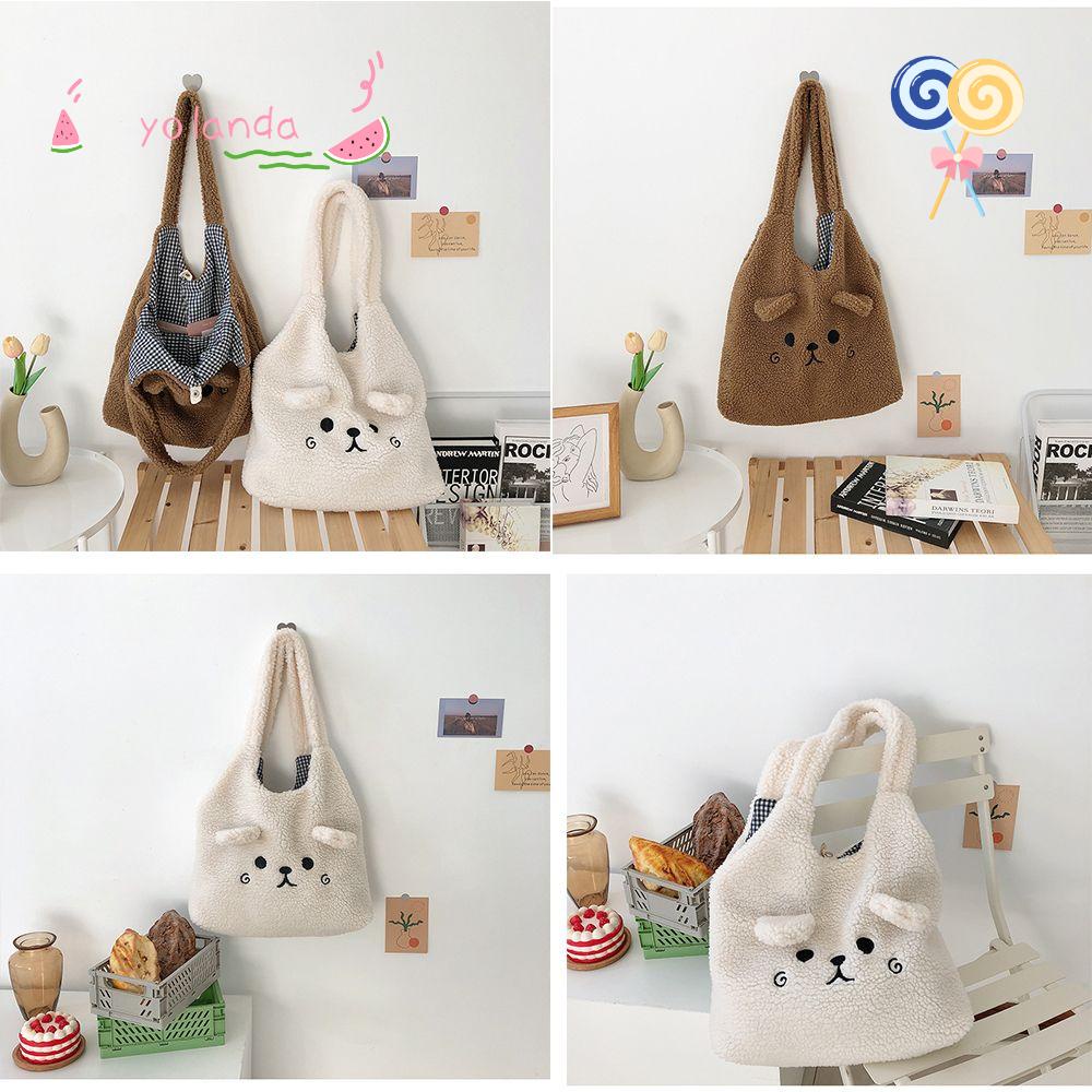 Túi Tote Đeo Vai Họa Tiết Chú Gấu Thời Trang Mùa Đông