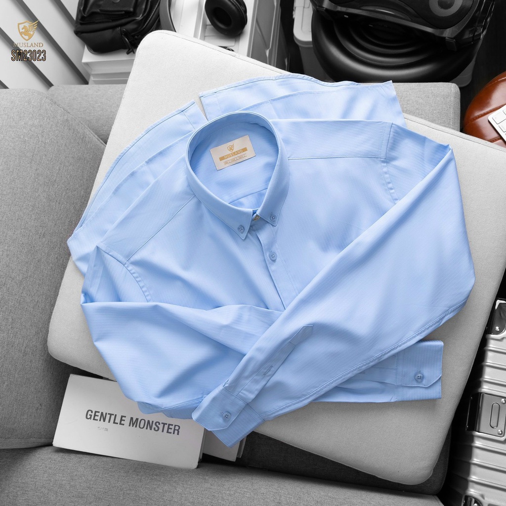 Sơmi Musland Vân Dọc Chìm Dáng Slimfit , 1 chiếc sơ mi xịn không nhăn luôn thoải mái lịch sự 💖 SMML1N 💖