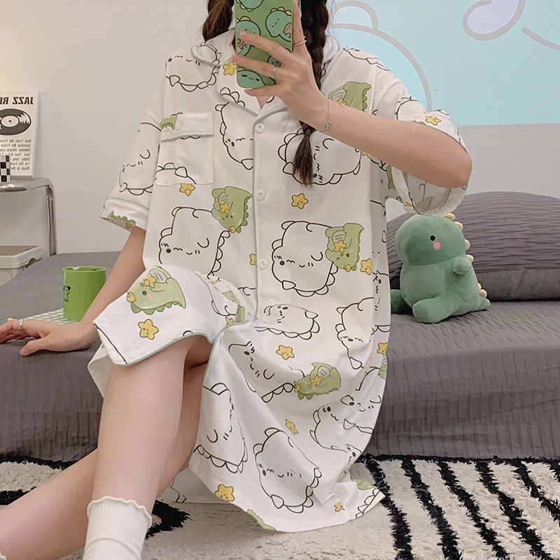 Đồ ngủ Cotton Ngắn Tay Dáng Vừa Phối Lưới Thời Trang Mùa Hè Cho Nữ