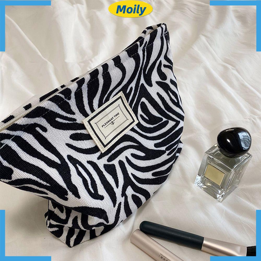 Túi Đựng Mỹ Phẩm Bằng Nhung Kẻ Dành Cho Nữ Ốp