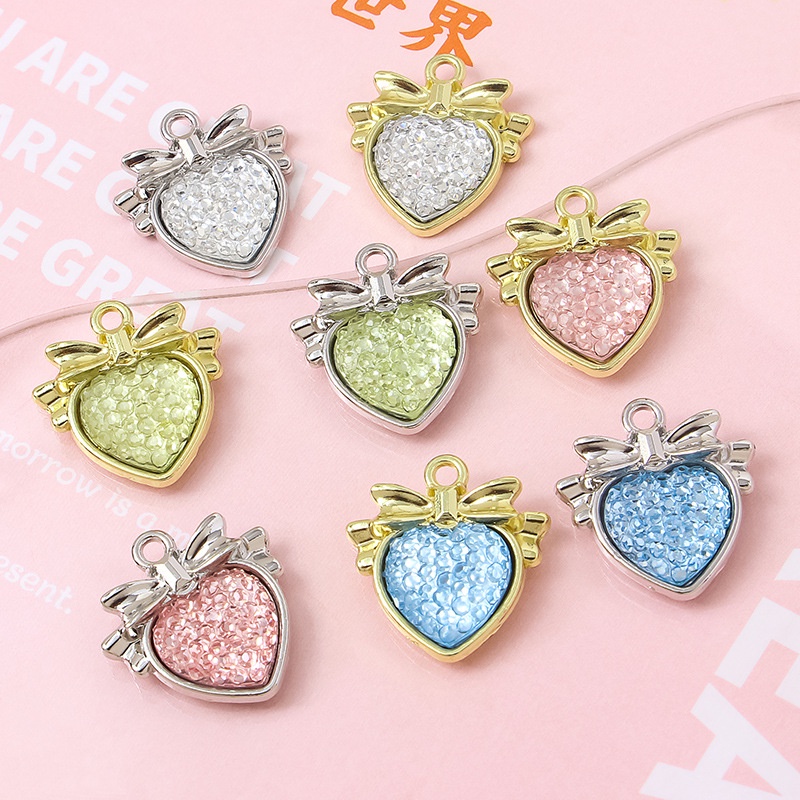 1 Mặt Vòng cổ Hình Nơ Trái Tim Bằng Hợp Kim DIY