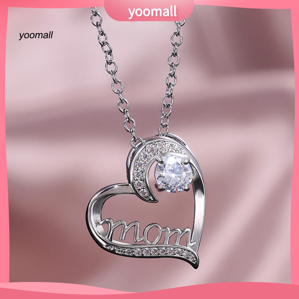 Vòng cổ Mặt Hình Trái Tim Khắc Chữ Tinh Tế Cho Ngày Của Mẹ