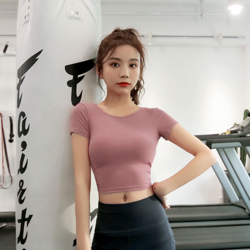 Áo Thun Thể Thao Tay Ngắn Dáng Ôm Hở Lưng Thời Trang Mùa Hè Cho Nữ