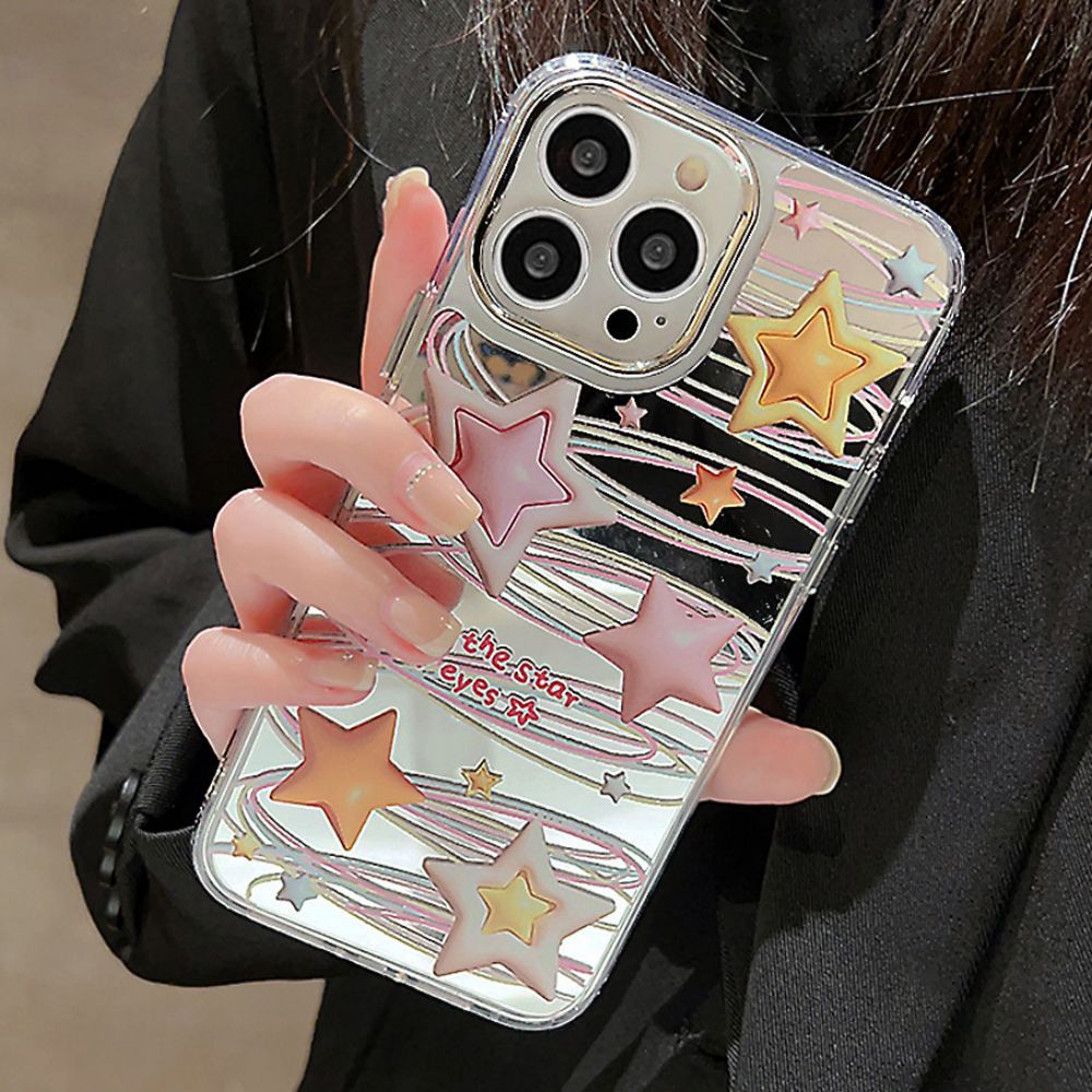 Ốp Điện Thoại TPU Mềm Chống Sốc Tráng Gương Hình Ngôi Sao 3D Màu Kẹo Cho IPhone 11 12 13 14 Pro Max