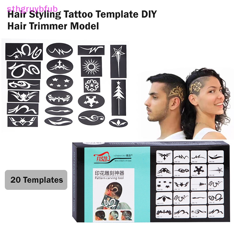 Set 20 Khuôn Cắt Tóc Hình Xăm Hỗn Hợp DIY