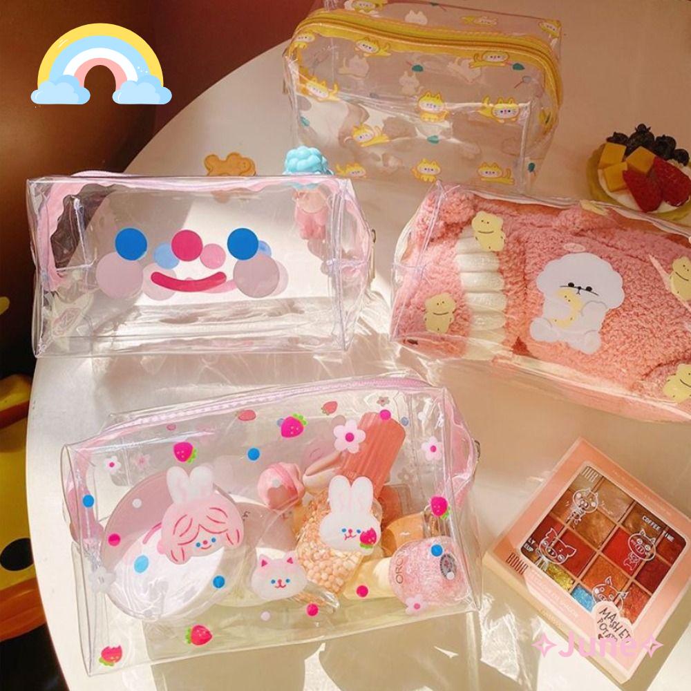 JUNE Túi Đựng Mỹ Phẩm Bằng PVC Sức Chứa Lớn Có Khóa Kéo Tiện Dụng Cho Nữ