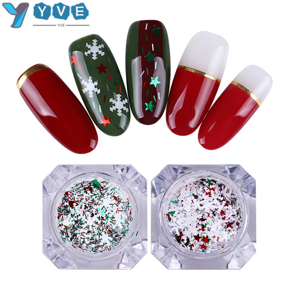 YVE Hộp Sequin Hình Bông Tuyết Thời Trang Dùng Trang Trí Móng Nghệ Thuật DIY
