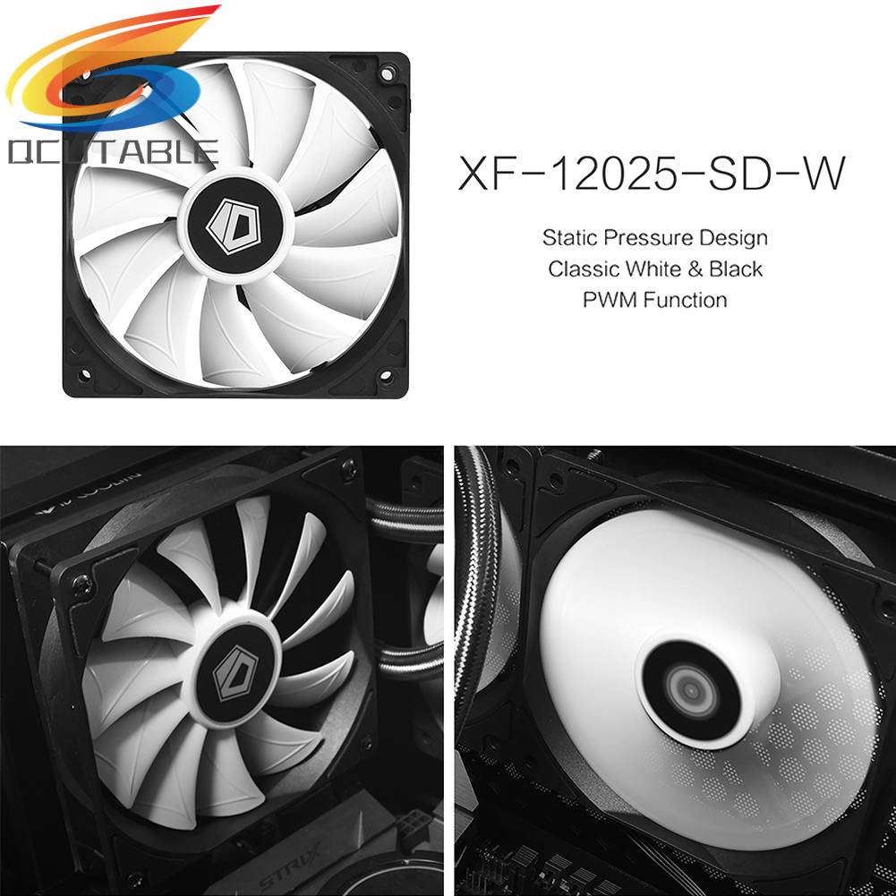 Quạt Tản Nhiệt Khung Đen Trắng XF-12025-SD-W PWM PC