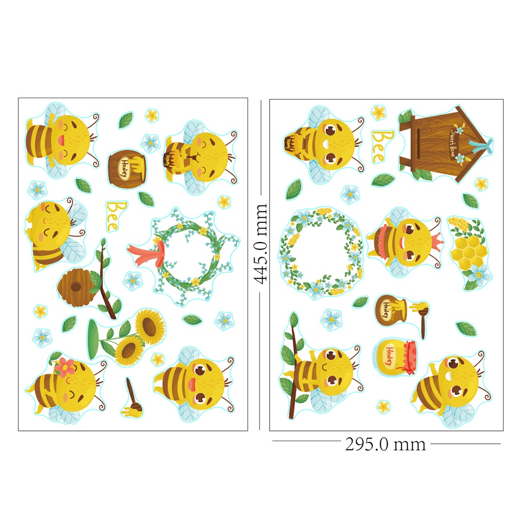 Set 2 Miếng Dán Tường Bằng PVC Chống Nước Tự Dính Họa Tiết Chú Ong Trang Trí Nhà Cửa