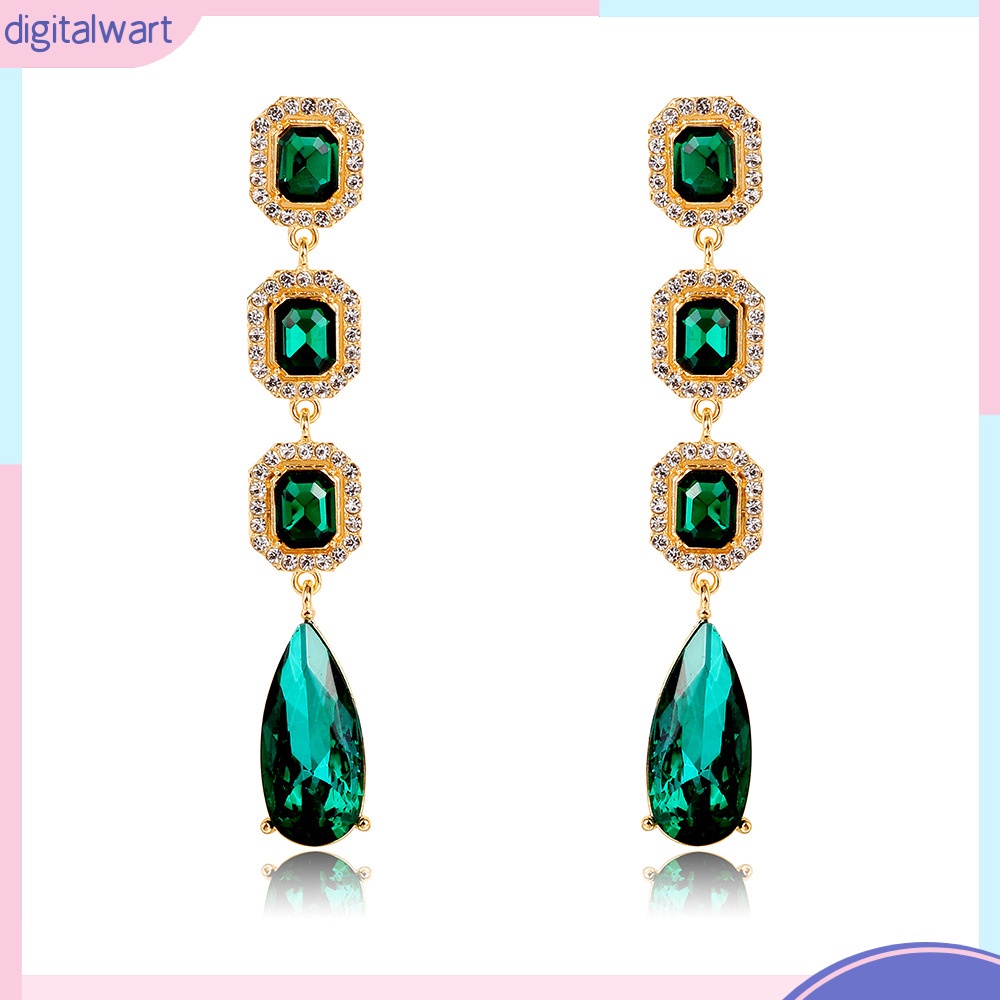 [DG] Bông Tai Dáng Dài Đính Kim Cương Hình Giọt Nước Siêu Lấp Lánh Phong Cách Âu Mỹ Thời Trang Cao Cấp Dành Cho