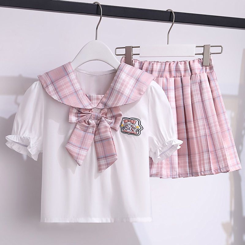 15-55Kg bé gái đại học jk phù hợp với gió phù hợp với trẻ em trung và lớn váy mùa hè thắt nơ trẻ em Xingdailu thời trang