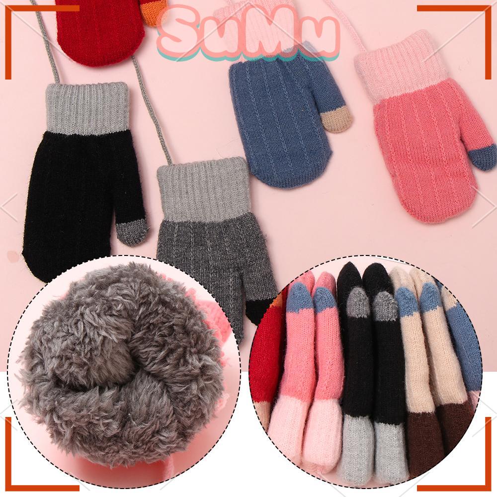 SUMU Găng Tay Nhung Dày Dặn Ấm Áp Xinh Xắn Cho Bé Trai Gái