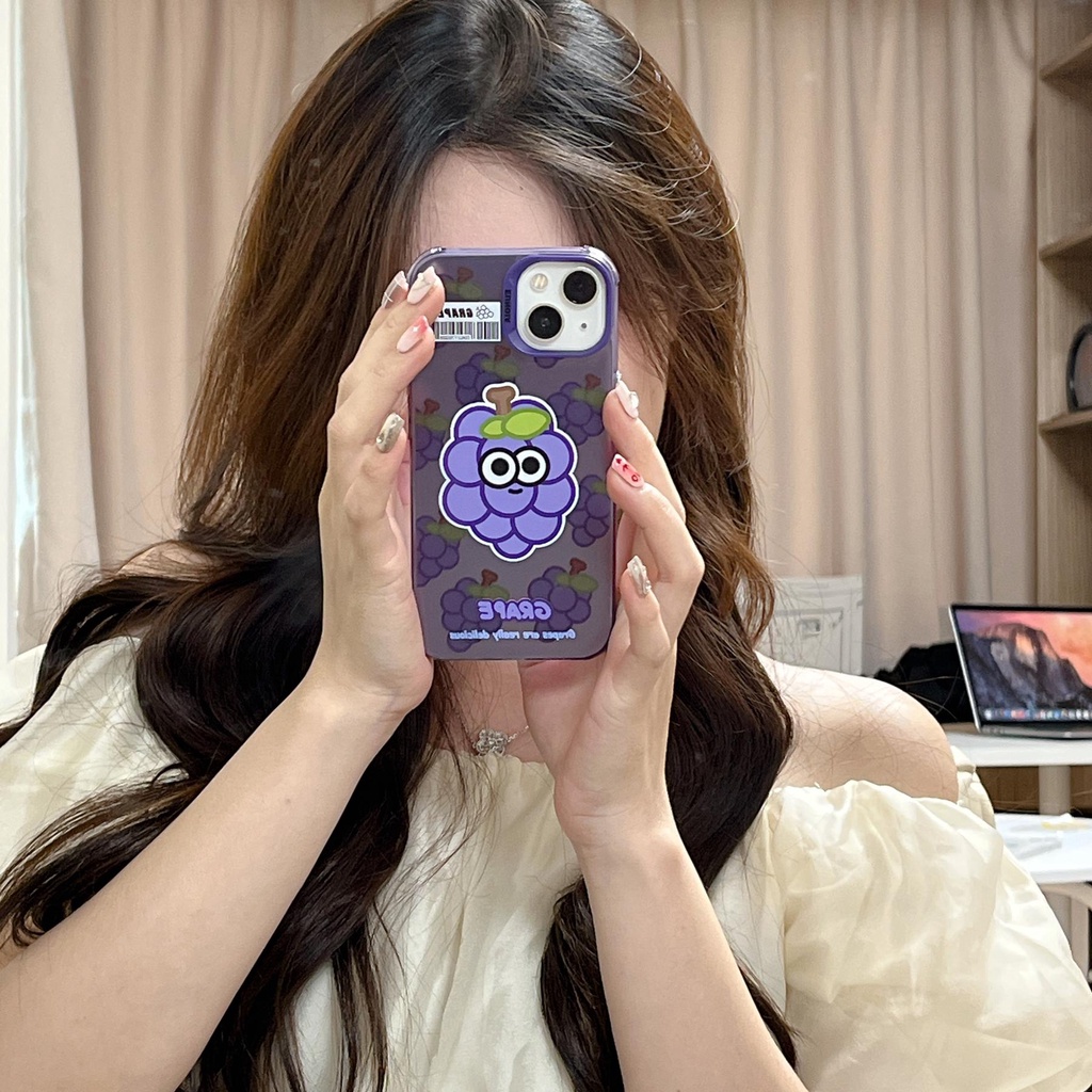 Ốp Điện Thoại Tpu Mềm Chống Sốc Họa Tiết Trái Cây Hoạt Hình Màu Bạc Cho iPhone 14 13 12 11 Pro Max