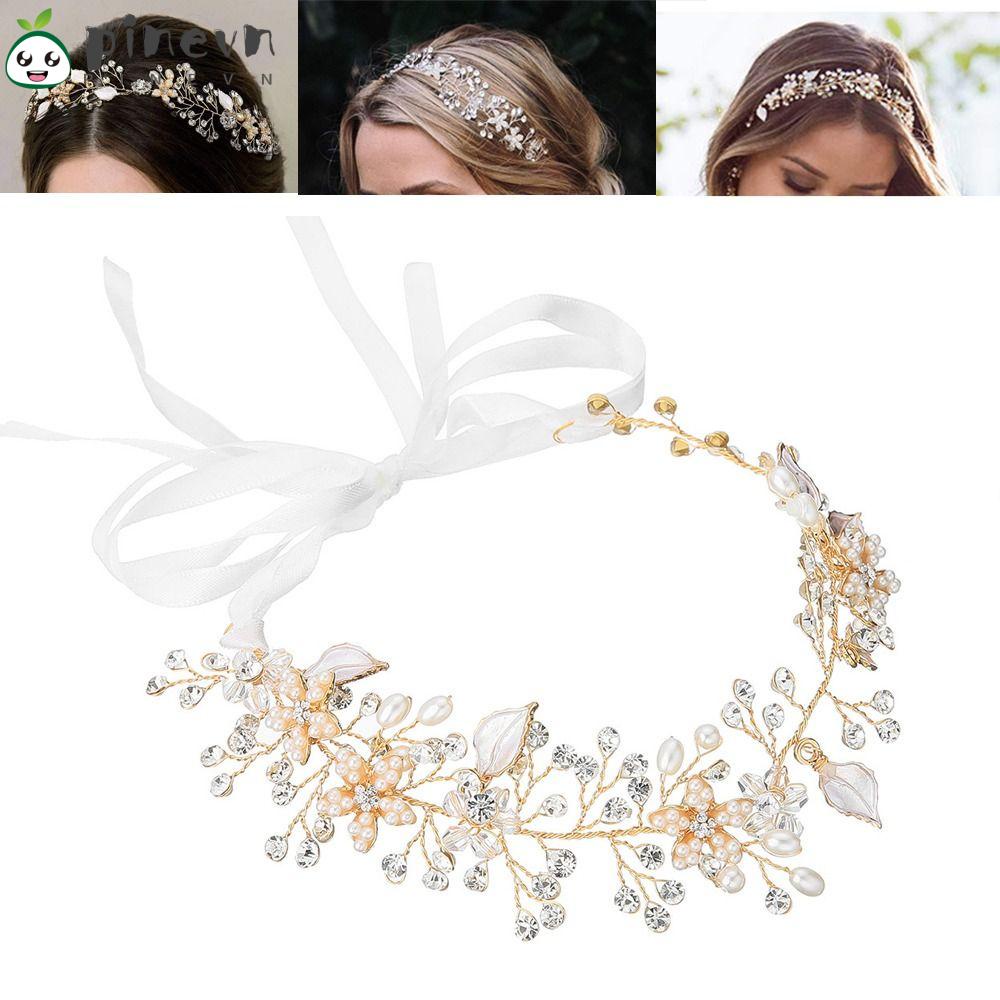 Băng Đô Cài Tóc Hình Dây Hoa Lá Đính Kim Cương Giả Cho Cô Dâu / Tiệc Cưới / Tiệc Tùng