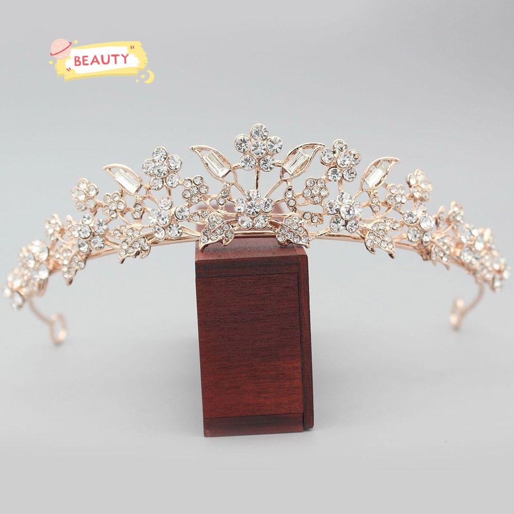 BEAUTY Vương Miện Cài Tóc Đính Kim Cương Giả Cho Cô Dâu