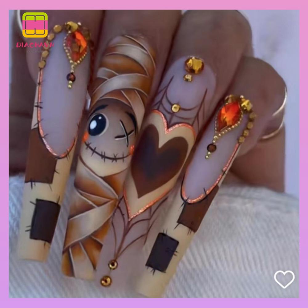 Móng Tay Giả Hình Vuông / Hoa / Bướm Có Thể Tháo Rời Thời Trang