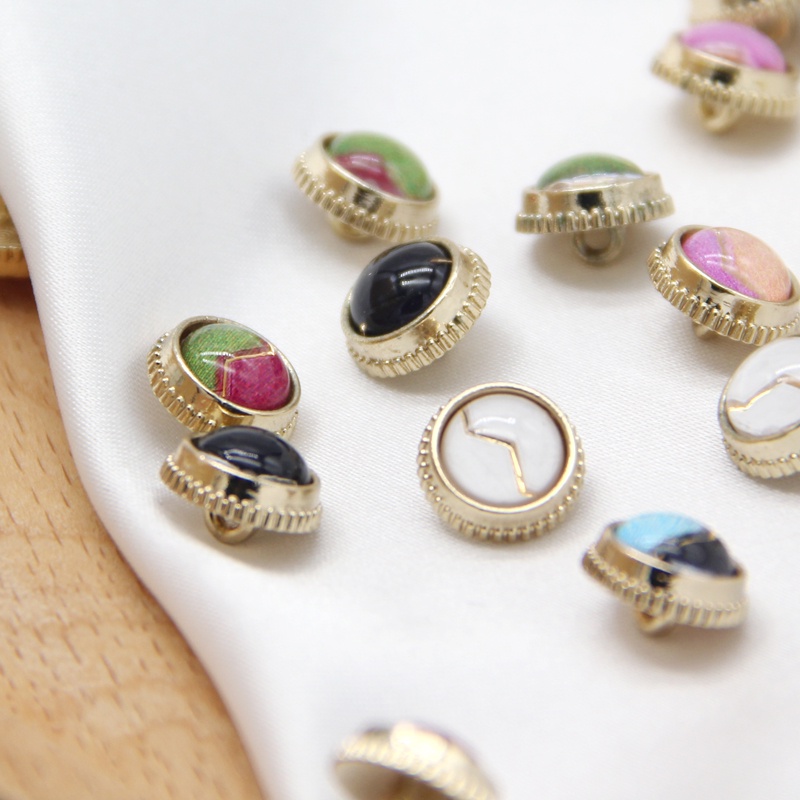 Set 10 Nút Áo Kim Loại 11mm Hình Sấm Sét Màu Vàng