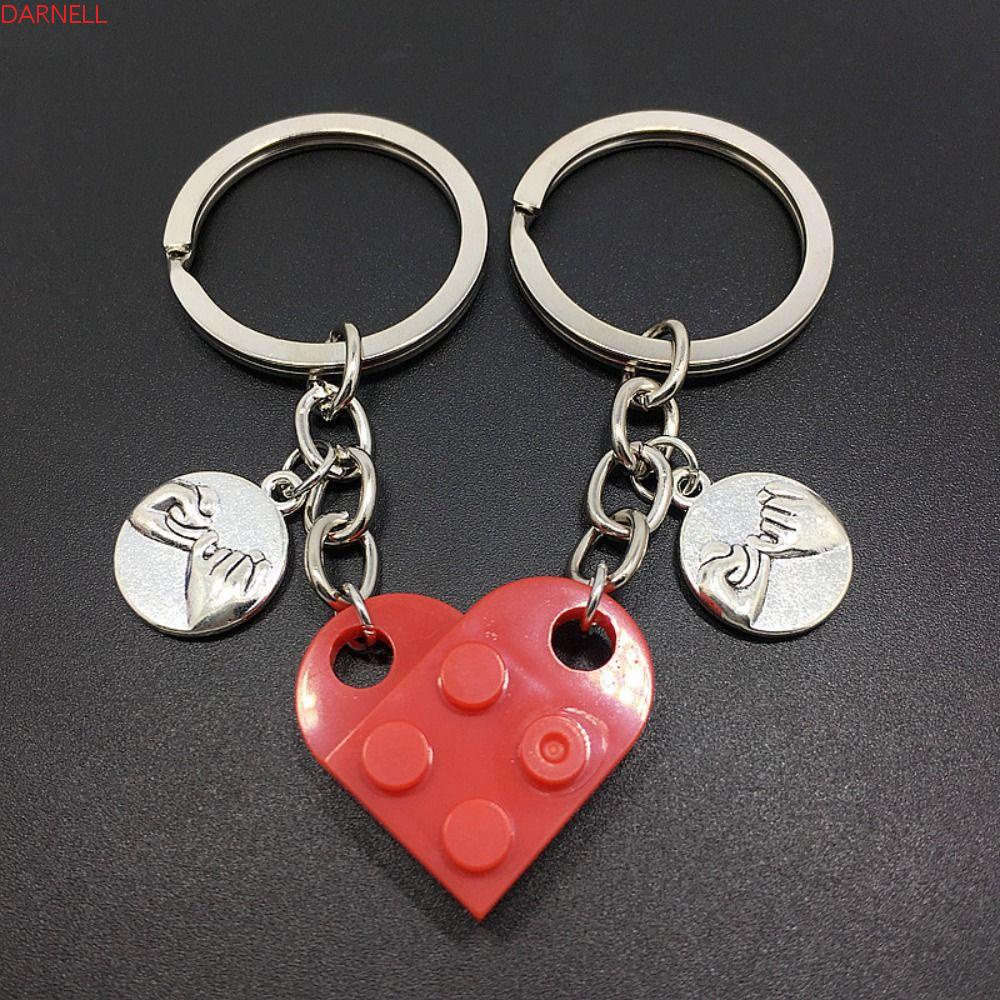 DARNELL 1 Cặp Móc Khóa Hình Trái Tim Nhiều Màu Dễ Thương