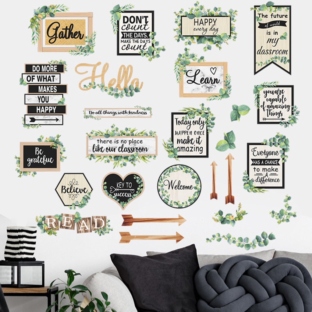 Set 4 Miếng Dán Tường Bằng PVC Chống Nước In Slogan Truyền Cảm Hứng Có Thể Tháo Gỡ Trang Trí Nhà Cửa