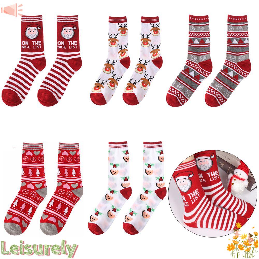 LEILY Tất Hoạ Tiết Giáng Sinh Giữ Ấm Cho Mùa Đông