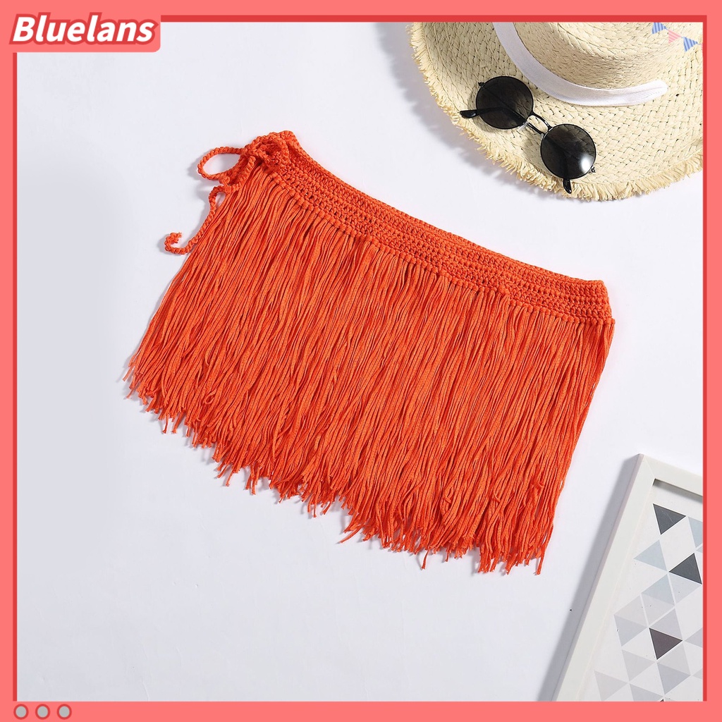 [BLS] Chân Váy Cỏ Đan Móc Thủ Công Tua Rua Thời Thượng Đường Phố Hawaii