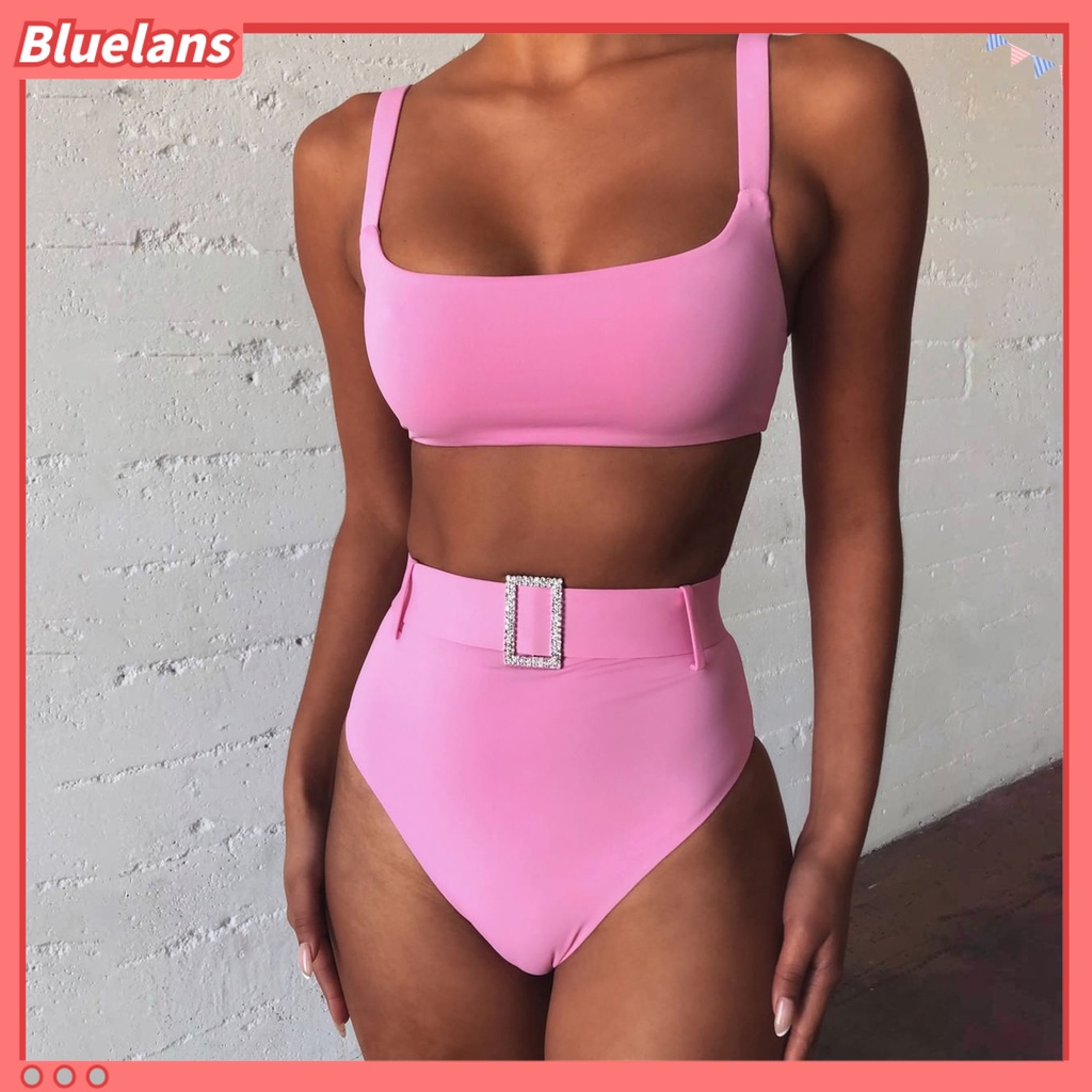 Bộ Đồ Bơi 2 Mảnh Lưng Cao Không Tay Màu Sắc Thời Trang Cho Nữ