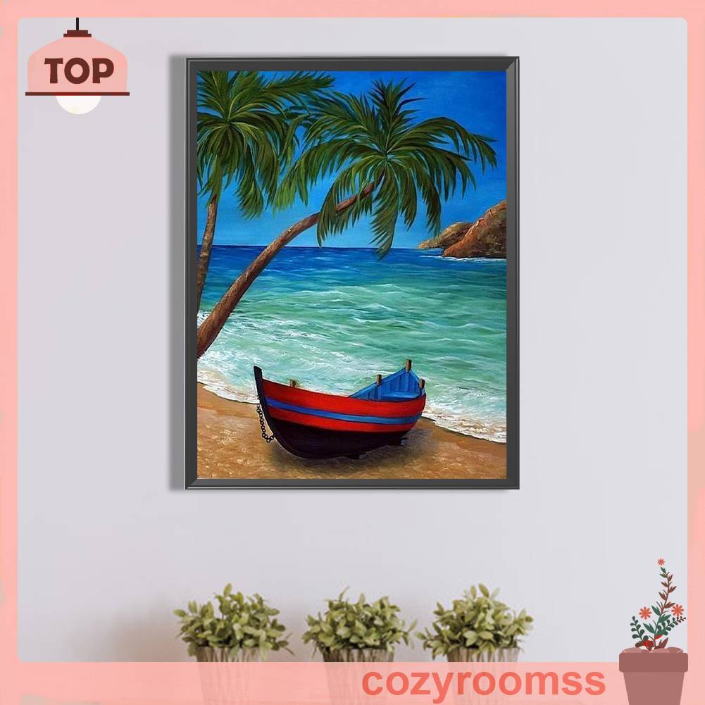 Tranh Đính Đá Kim Cương Toàn Bộ 5D DIY Hình Vẽ Cây Dừa