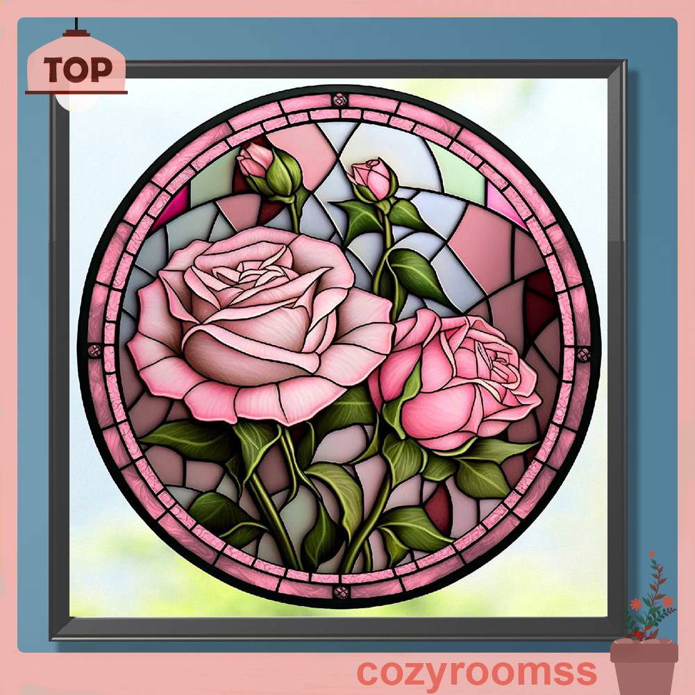 Bộ Tranh Đính Đá 5D Họa Tiết Hoa Hồng Bằng Kính Độc Đáo DIY Dùng Trang Trí Nhà Cửa