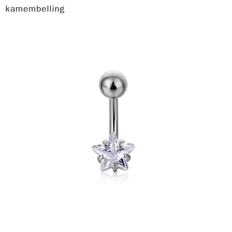 Kamembelling Khuyên Rốn Đính Đá Zircon Vuông Tròn Bằng Thép Không Gỉ Trang Sức Múa Bụng Cổ Điển