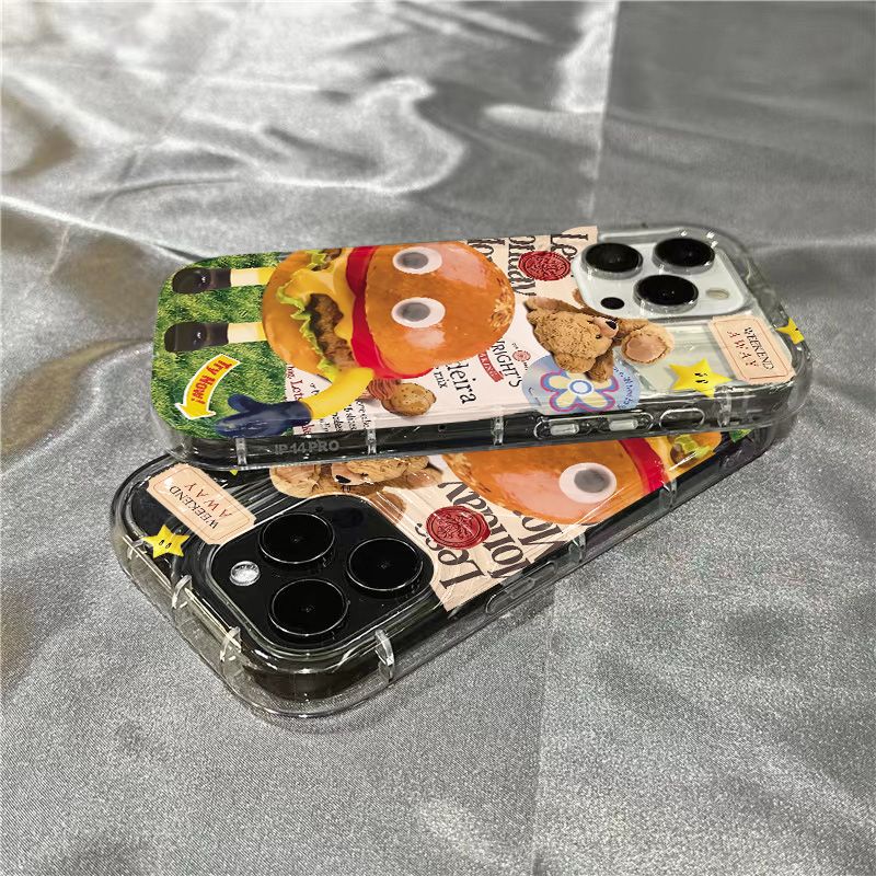 Ốp Điện Thoại Mềm Trong Suốt Hình Burger Vui Nhộn Cho iPhone14promax 1312 / 11 7 / 8plus xr / sins G4FV