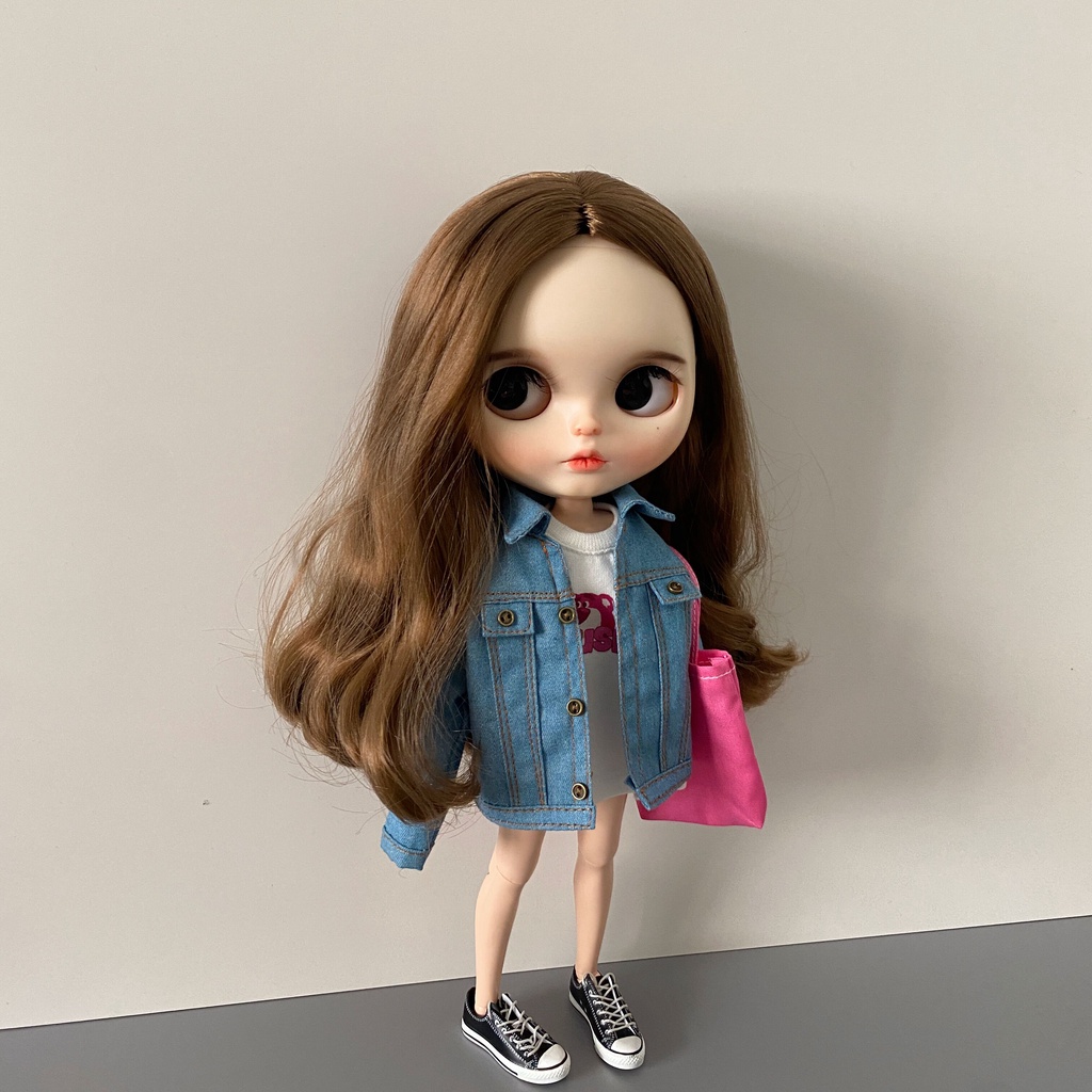Quần áo blythe áo khoác denim phù hợp với :22 :24 0b22 ob24 quần áo búp bê licca obitsu22 obitsu24