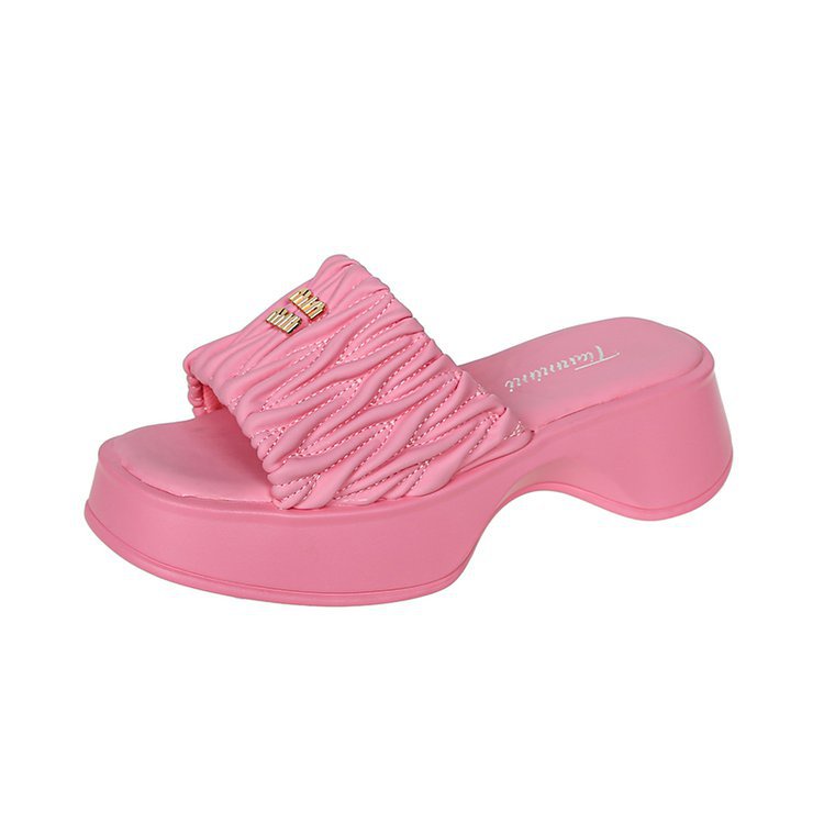 197.（bột barbie）Dép Sandal Đế Dày Thời Trang Mùa Hè Phong Cách Pháp Cho Nữ