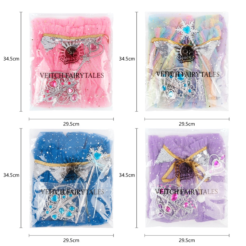 Áo Choàng Lưới Hóa Trang Công Chúa Disney Màu Cầu Vồng / Hồng / Xanh Dương / Tím Cho Bé Gái
