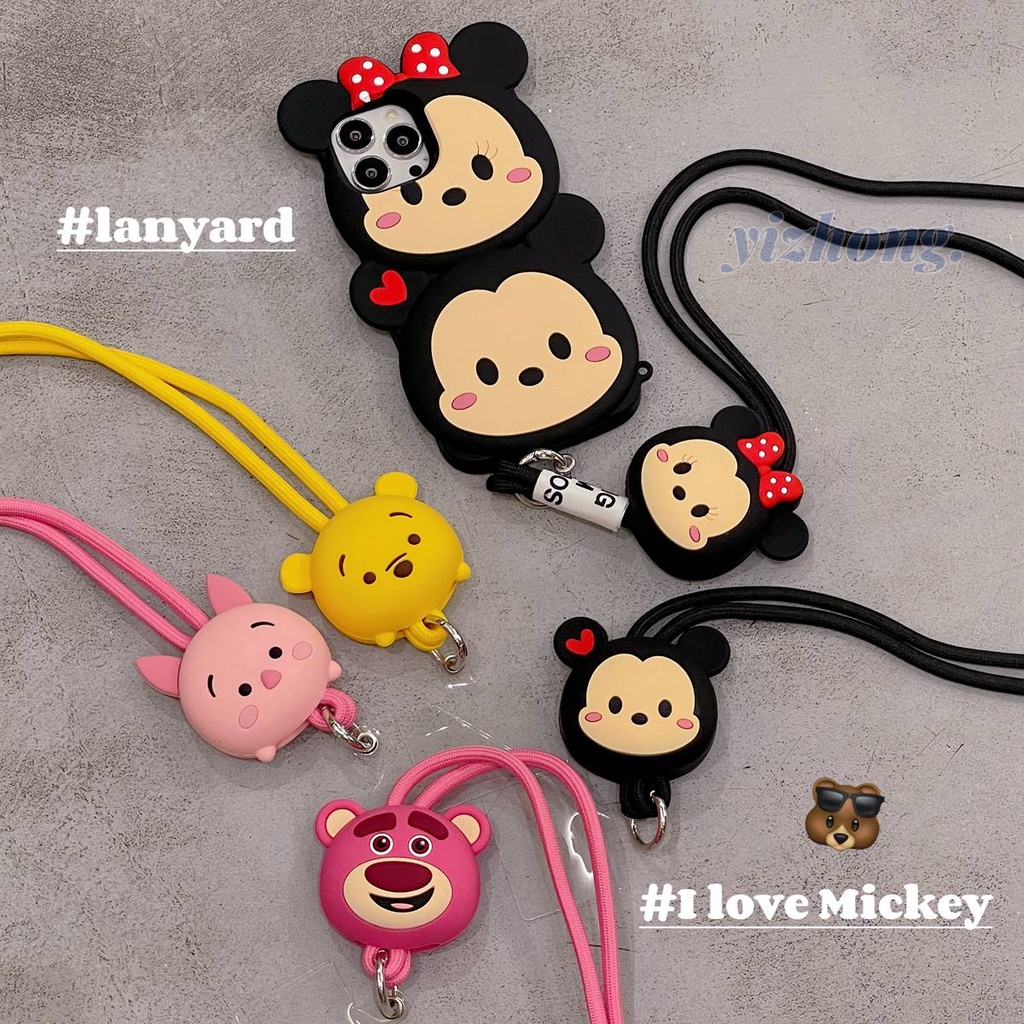 Dây Đeo Điện Thoại / Thẻ ID / Tai Nghe Dài Họa Tiết Chuột Mickey / Gấu Winnie Lotso Hoạt Hình
