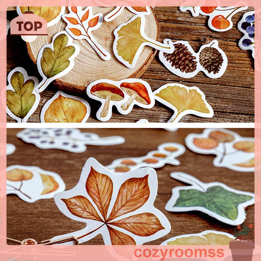Bộ 46 Miếng Dán Trang Trí Sổ Tay Nhật Ký Hình Lá Mùa Thu