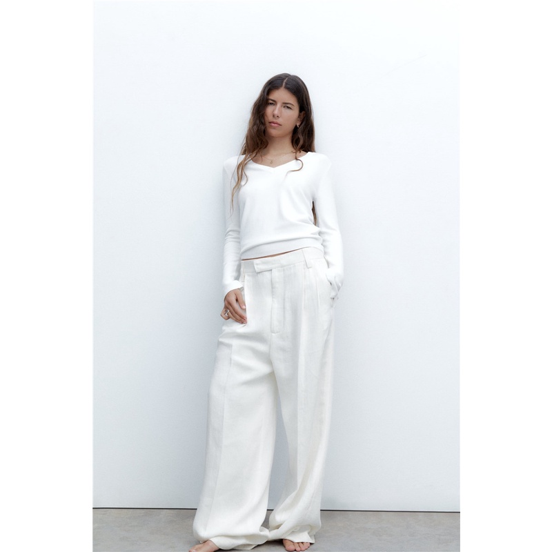 Áo Dệt Kim Tay Dài Cổ Chữ V Màu Trơn Thời Trang ZARA Cao Cấp Cho Nữ 1509125