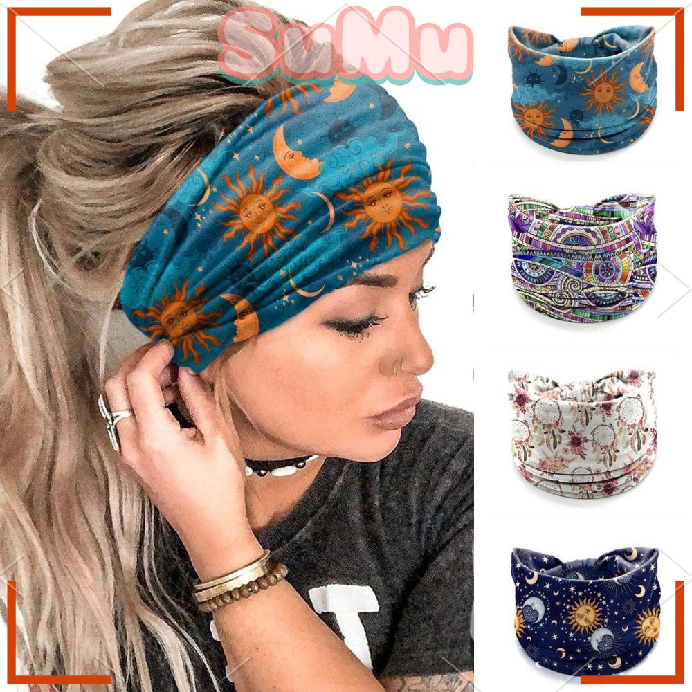 Băng Đô Bản Rộng In Họa Tiết Ngôi Sao Thắt Nút Phong Cách Boho Cổ Điển Mới Cho Nữ