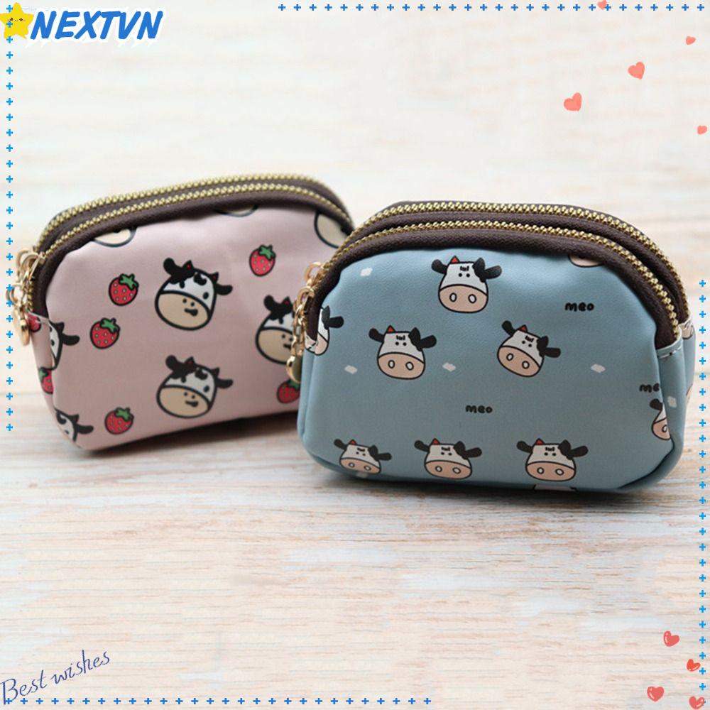 NEXTVN Ví Đựng Thẻ Phối Khóa Kéo Đôi Xinh Xắn Cho Học Sinh