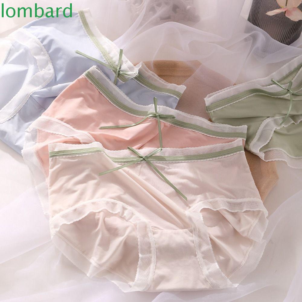 LOMBARD Quần Lót Lụa Phối Ren Thoáng Khí Thoải Mái Cho Nữ