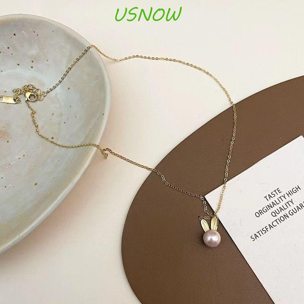 USNOW Vòng Cổ Choker Bằng Thép Titan Hình Thỏ Tinh Tế Đơn Giản Cho Nữ
